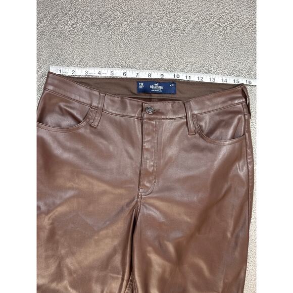 Hollister Faux Leather Flare Pants High Waisted Brown Size 13R Waist 31 - Picture 6 of 12